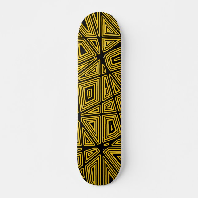 Skateboard Géométrique - Noir sur orange (Devant)