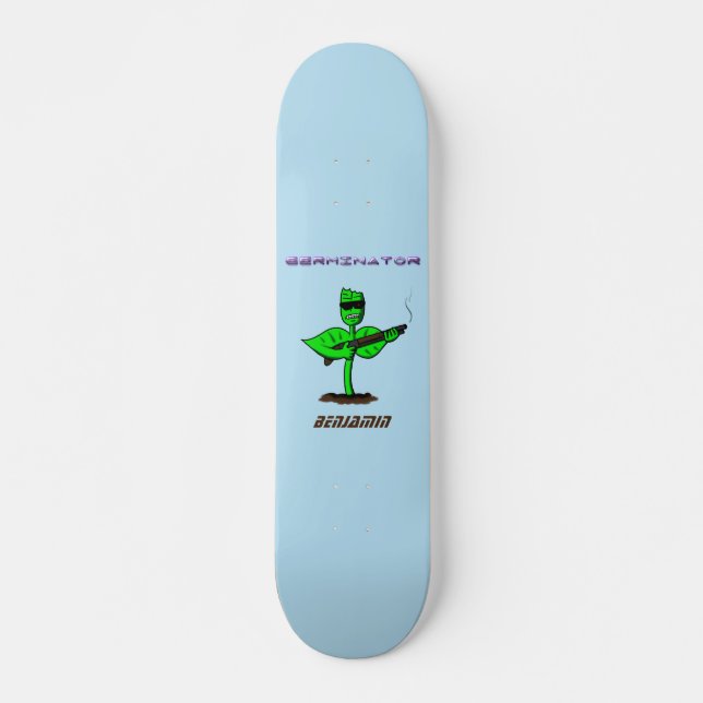 Skateboard Germinator cyborg plante dessin humoristique (Devant)