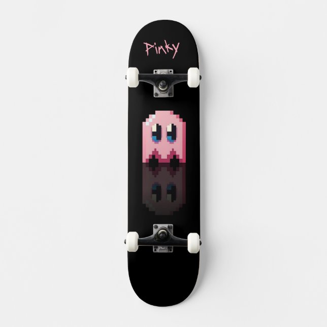 Skateboard ghost rose noir nom perso Fan art Pac-Man (Recto)