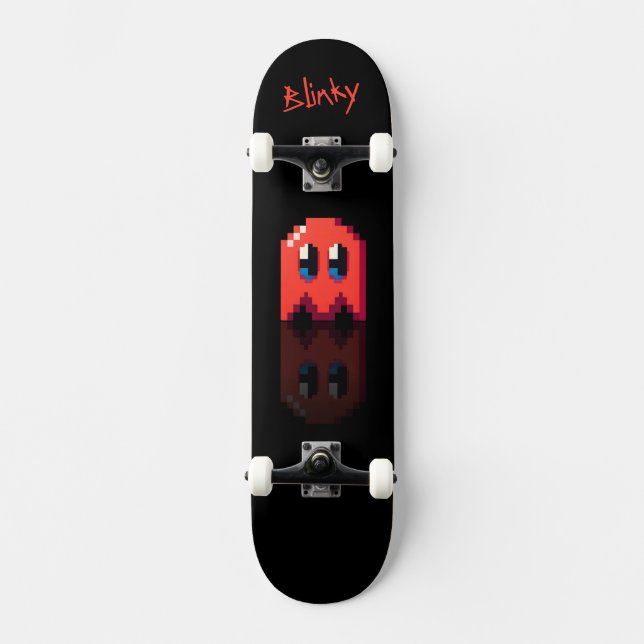 Skateboard ghost rouge noir nom perso Fan art Pac-Man (Recto)
