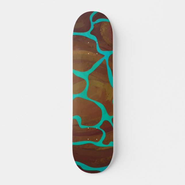 Skateboard Giraffe Impression Brown et Turquoise (Devant)