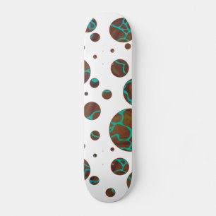 Skateboard Giraffe Impression Brown et Turquoise