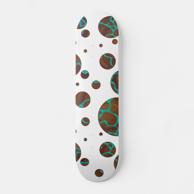 Skateboard Giraffe Impression Brown et Turquoise (Recto)