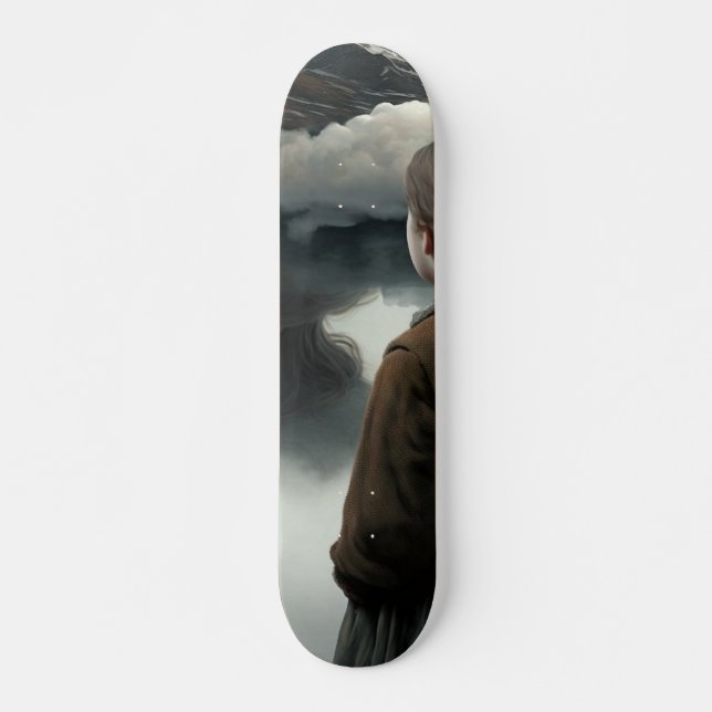 Skateboard Girl with clouds (Devant)