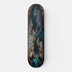 Skateboard Girly 4 Grenouilles Artistiques Bleues