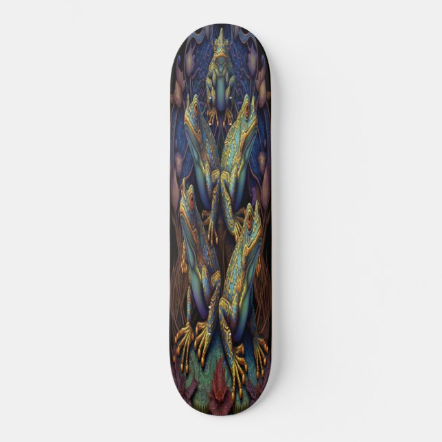 Skateboard Girly 5 Blue Gold Grenouilles artistiqu (Recto)