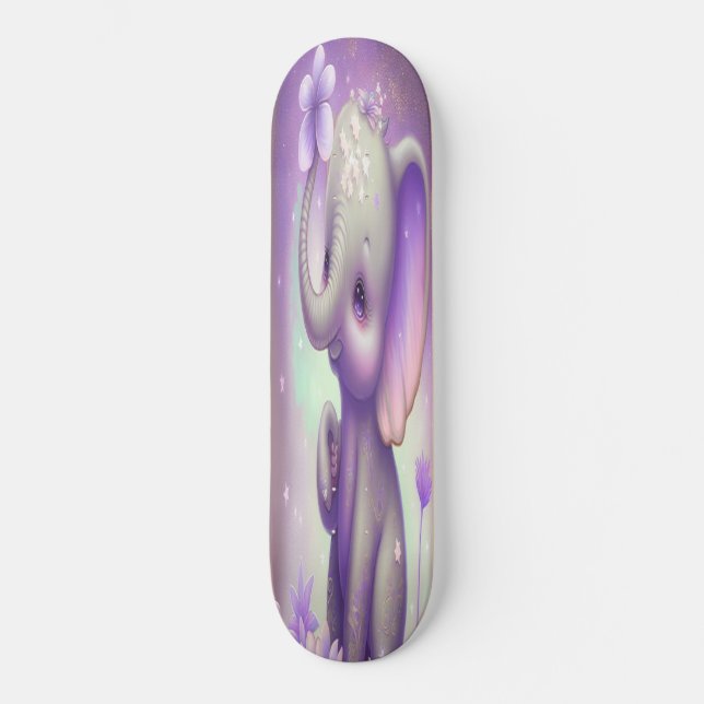 Skateboard Girly beau bébé éléphant violet (Recto)
