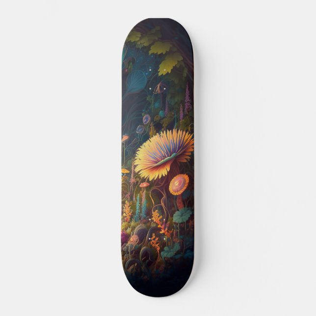 Skateboard Girly Champignon Motif bois (Recto)