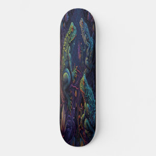 Skateboard Girly mignonne Purple Gold Grenouilles