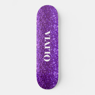 Skateboard Girly Purple Glitter Glam Bling Modern