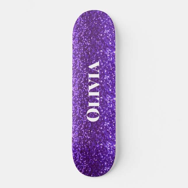 Skateboard Girly Purple Glitter Glam Bling Modern (Recto)