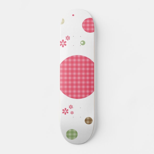 Skateboard Girly Rose En vichy Cercles Motifs mignonnes margu (Recto)