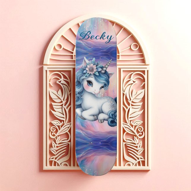 Skateboard Girly Unicorn Fairy Dust Pink Shimmer Blue Mystic  (Girly Unicorn Fairy Dust Pink Shimmer Blue Mystic Skateboard)
