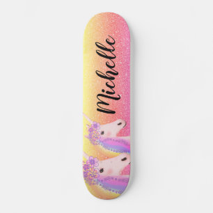 Skateboard Girly Unicorn Rainbow Glitter Personalized Kids