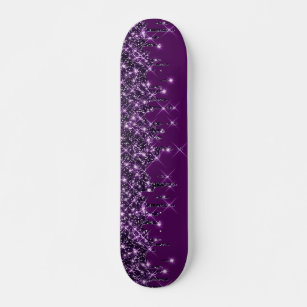 Skateboard Glitter Drips Purple Girly