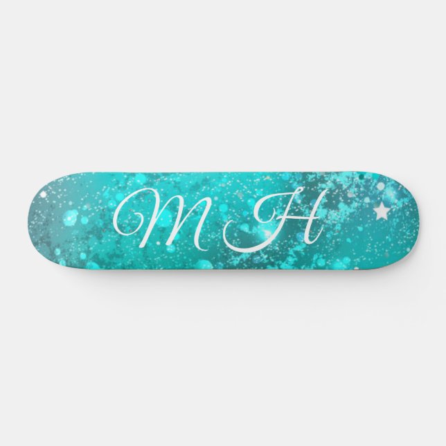 Skateboard Glitter Girly Vert Sirène Monogramme Fantaisie Sar (Horz)
