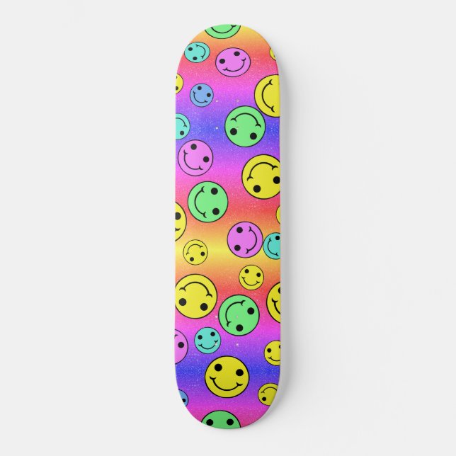 Skateboard Glittery Smiling Faces  (Recto)