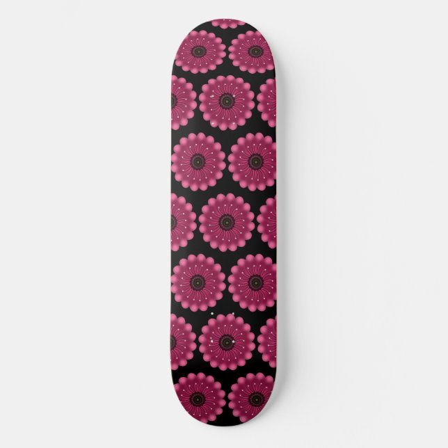 Skateboard Glowing Pink Fantasy Flower | Abstract Neon Floral (Recto)