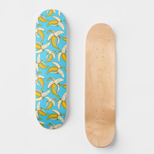 Skateboard Go Bananas Bleu et Fruit Banane Jaune Motif
