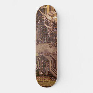 Skateboard Gold Cyber Circuit Board Tech Art Electronique