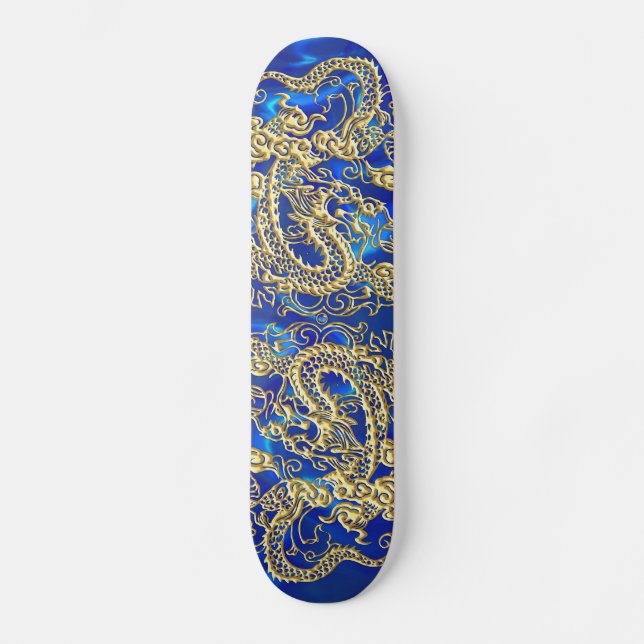 Skateboard Gold Dragon Blue Satin Lush Skboard (Recto)