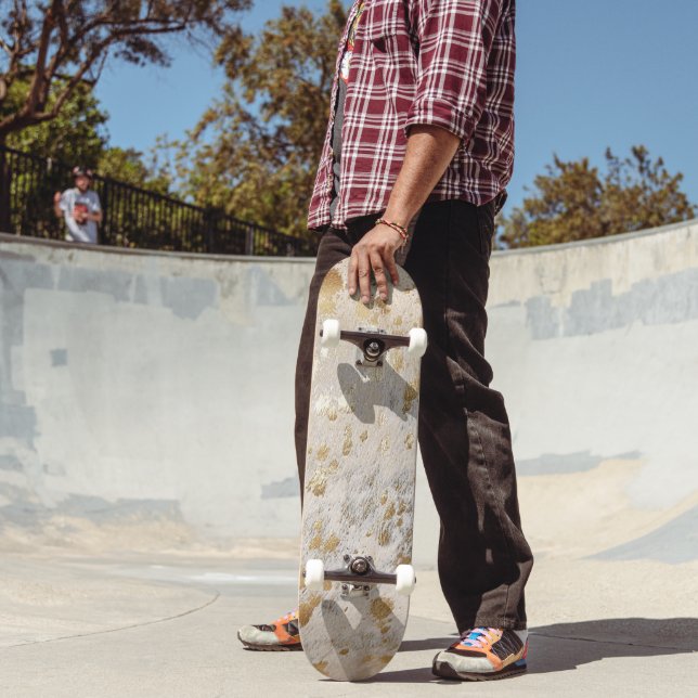 Skateboard Gold Faux Cowhide Imprimer Métallurgique Rustique  (Extérieur 2)