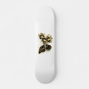 Skateboard Gold flower Butterfly with Black Orchid