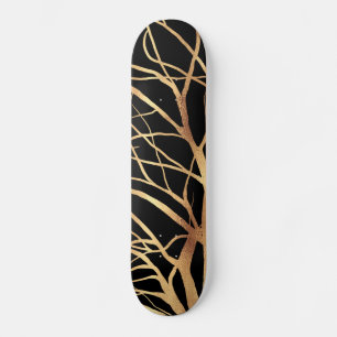 Skateboard Gold Tree Silhouette Minimum Black Design