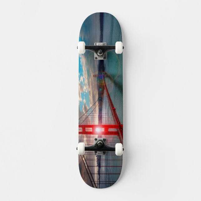 Skateboard Golden gate bridge avec Sun brillant (Recto)