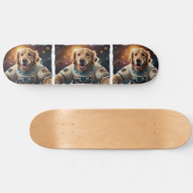 Skateboard Golden Retriever Dog dans l'espace (Horz)