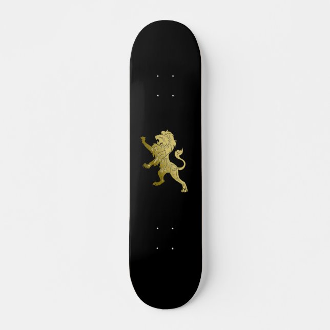 Skateboard Golden Royal Lion on Black  (Devant)