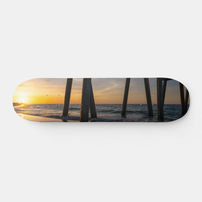 Skateboard Golden Sunrise Under Pensacola Pier Ski (Horz)