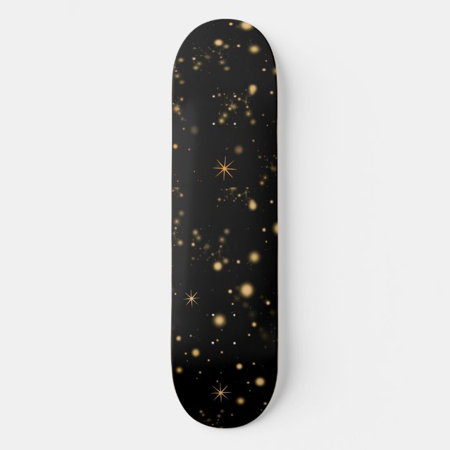 Skateboard Golden Yellow Stars Black Night Sky (Recto)