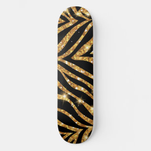 Skateboard Golden Zebra Glittery Motif
