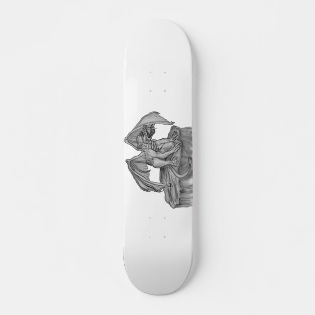 Skateboard GOLEM - Gargoyle noir et blanc (Devant)