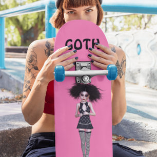 SKATEBOARD GOTH GIRL PINK GIRLS SKATEBOT