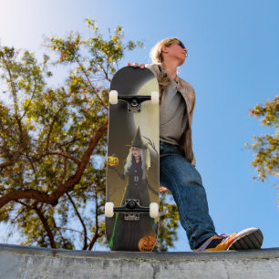 Skateboard Gothic Halloween Belle Sorcière Pleine Lune  