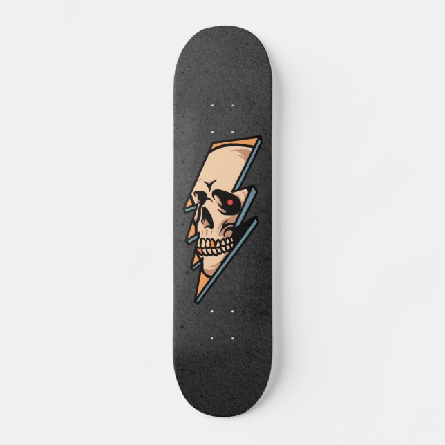 Skateboard Gothique Crâne éclair Skeleton Head Cool tendance (Recto)
