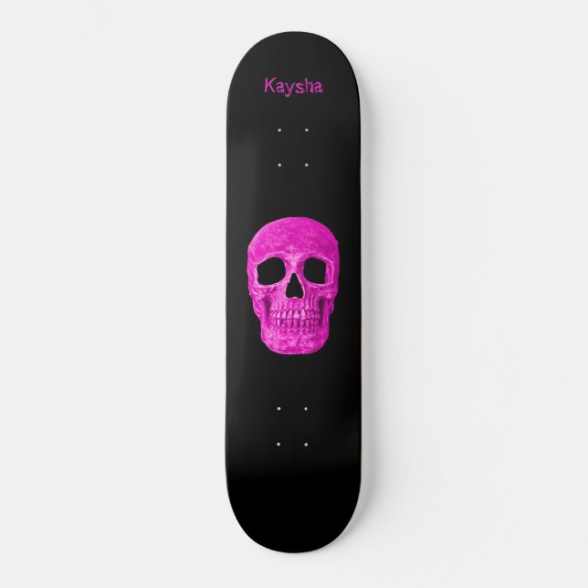Skateboard Gothique Crâne Neon Girl Pink Déplaisant Popart De (Recto)