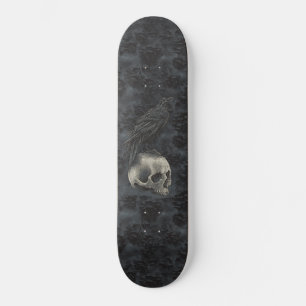 Skateboard Gothique Edgar Poe Corbeau Crâne Sombre