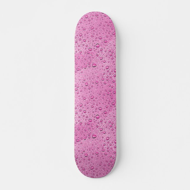 Skateboard gouttelettes d'eau roses chaudes (Devant)