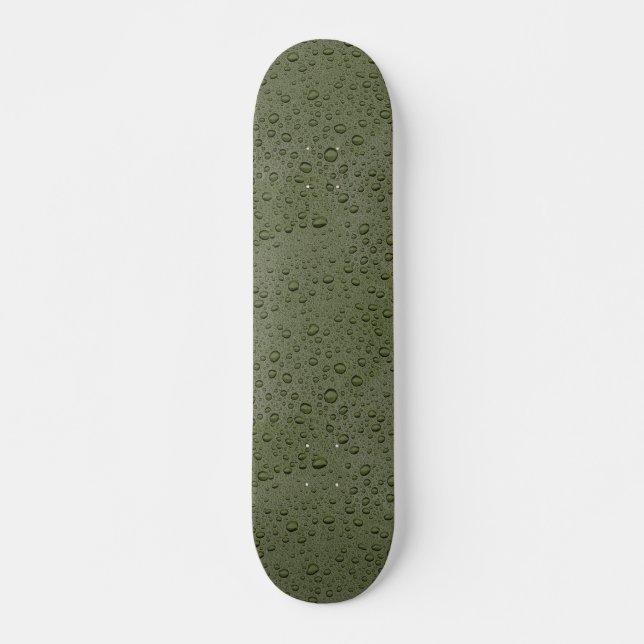 Skateboard gouttelettes d'eau verte d'olive (Devant)