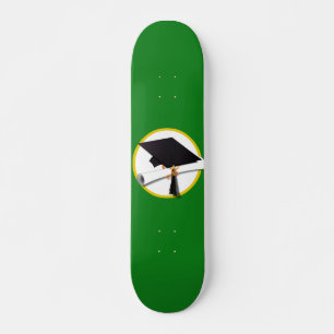 Skateboard Graduation Cap w/Diploma on Green