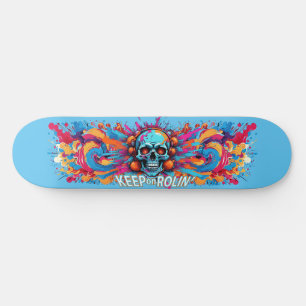 Skateboard Graffiti Art Skull 6 - Keep on Rolin'