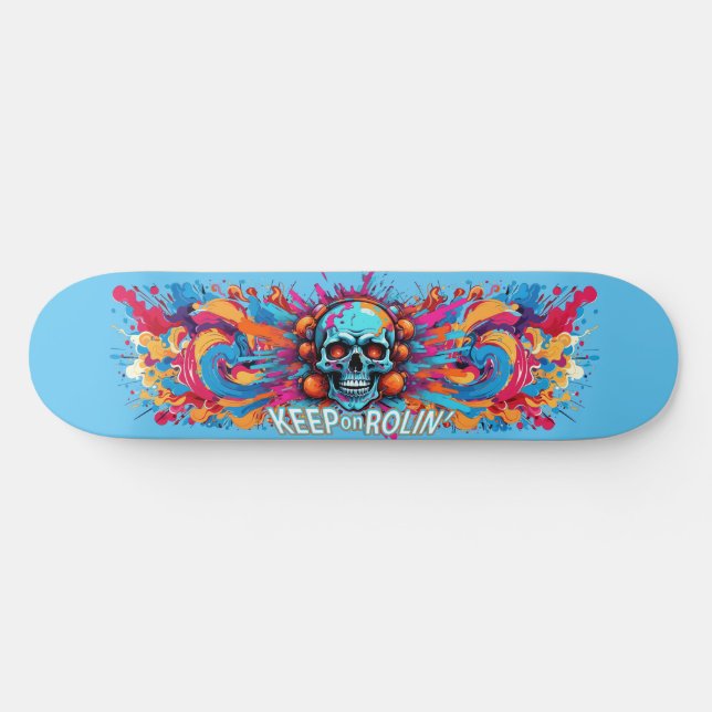 Skateboard Graffiti Art Skull 6 - Keep on Rolin' (Horz)