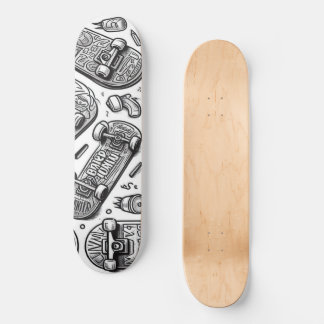 Skateboard Graffiti blanc et noir 2