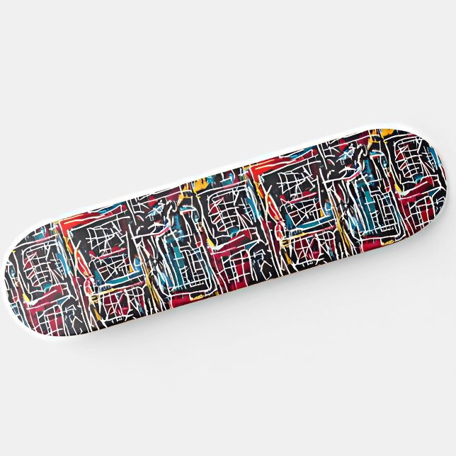 Skateboard Graffiti bleu rouge jaune Patinage (Créateur téléchargé)