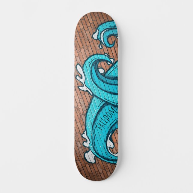Skateboard Graffiti Blue Great Wave Personnalisé (Recto)
