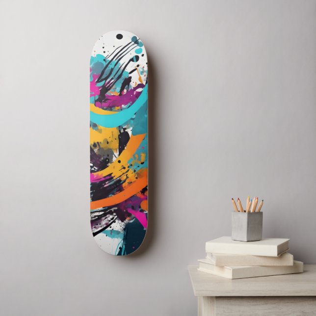 Skateboard Graffiti coloré Abstrait (Art mural)