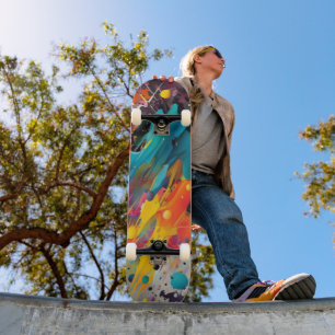 Skateboard Graffiti éclaboussé de chaos vif